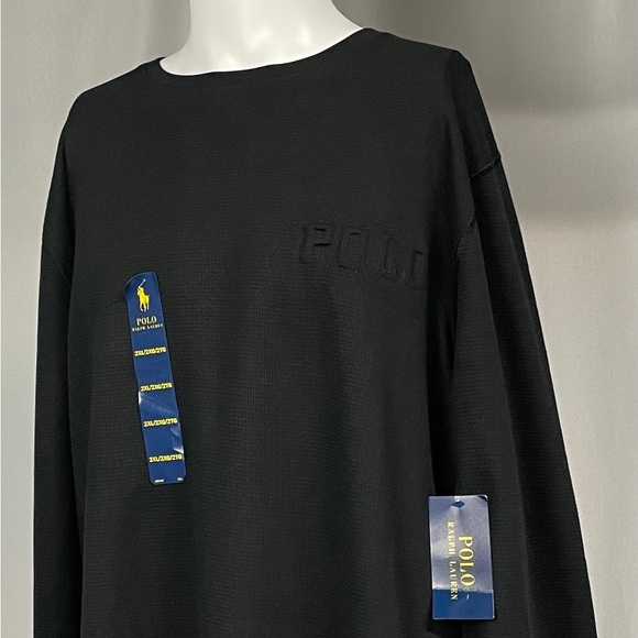 Polo Ralph Lauren New XXL Black Puffy Letter Thermal Longsleeved Tan Man Shirt - Picture 2 of 9